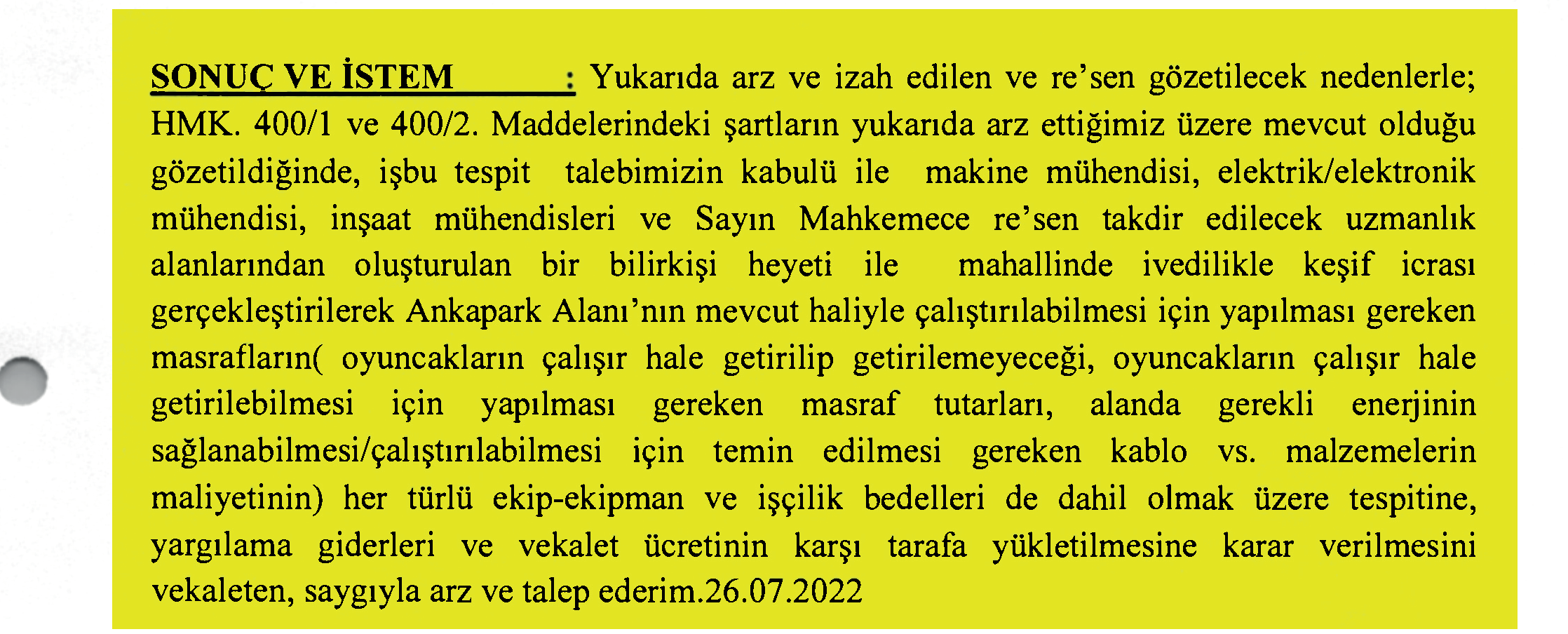 ANKAPARK'IN 18 TEMMUZ 2022 TARİHİNDE ALDIĞIMIZ HALİ İLE